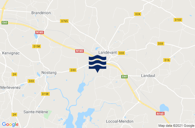Landévant, Franceの潮見表地図