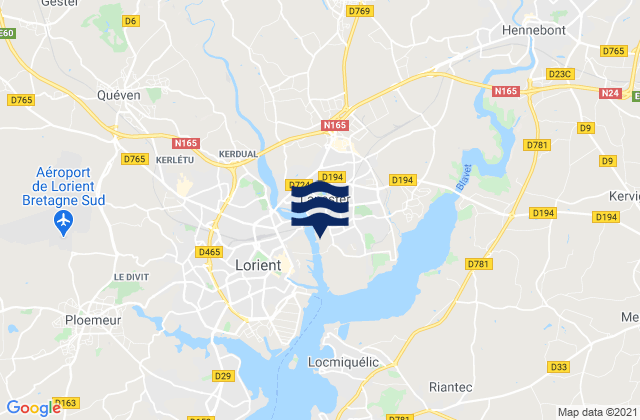 Lanester, Franceの潮見表地図