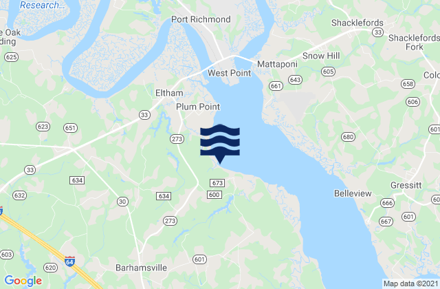 Lanexa Chicahomny River, United Statesの潮見表地図