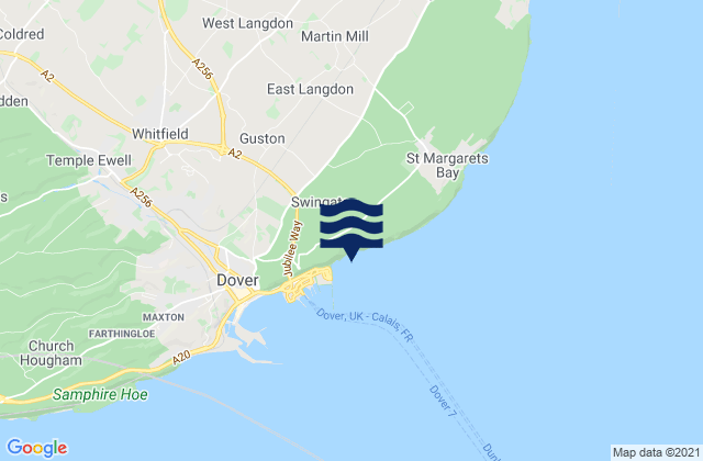 Langdon Bay, United Kingdomの潮見表地図