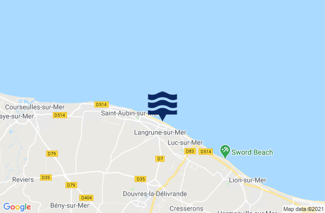 Langrune-sur-Mer, Franceの潮見表地図