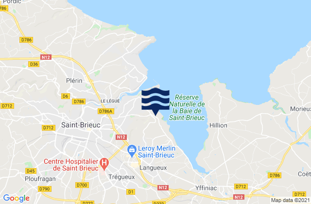 Langueux, Franceの潮見表地図