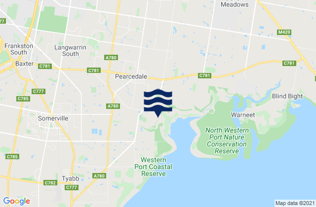 Langwarrin South, Australiaの潮見表地図