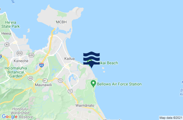 Lanikai Beach, United Statesの潮見表地図
