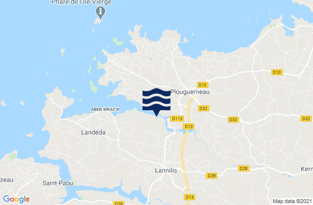 Lannilis, Franceの潮見表地図