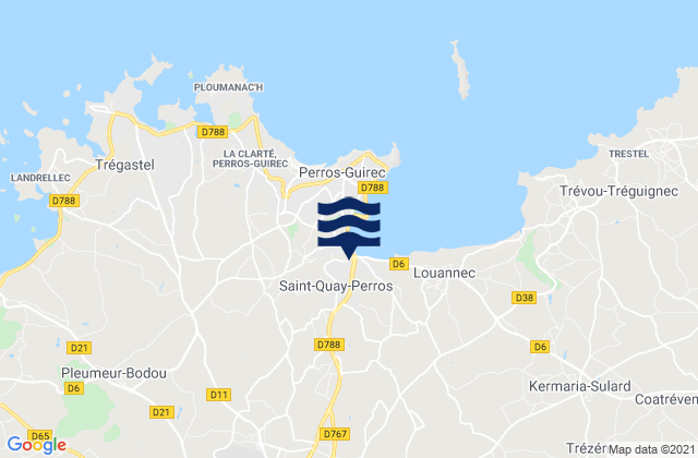 Lannion, Franceの潮見表地図
