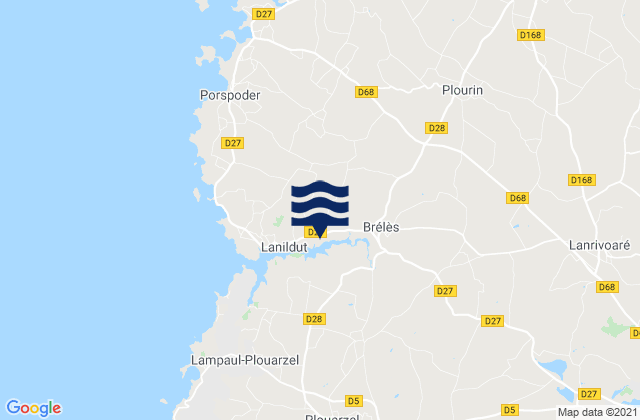 Lanrivoaré, Franceの潮見表地図