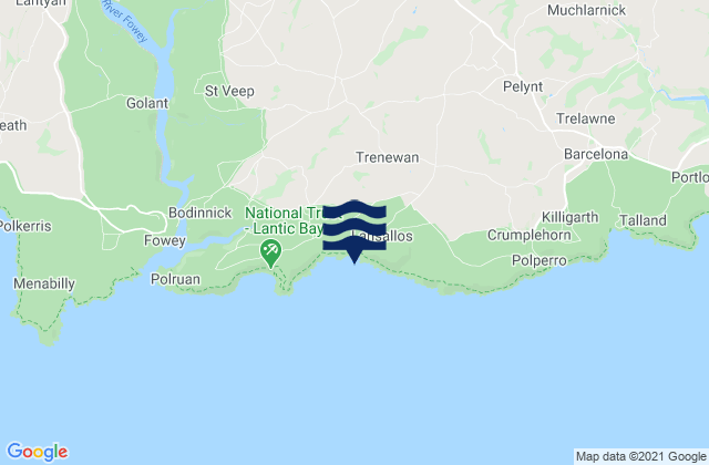 Lansallos Beach, United Kingdomの潮見表地図