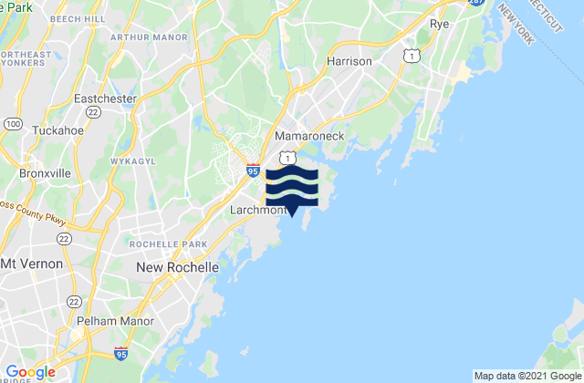 Larchmont Harbor, United Statesの潮見表地図
