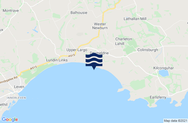 Largo East Beach, United Kingdomの潮見表地図
