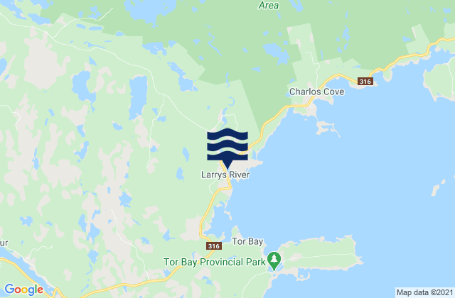 Larrys River, Canadaの潮見表地図
