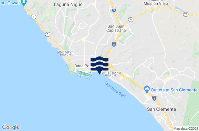 Las Flores, United Statesの潮見表地図