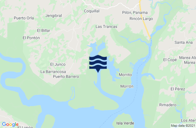Las Huacas, Panamaの潮見表地図