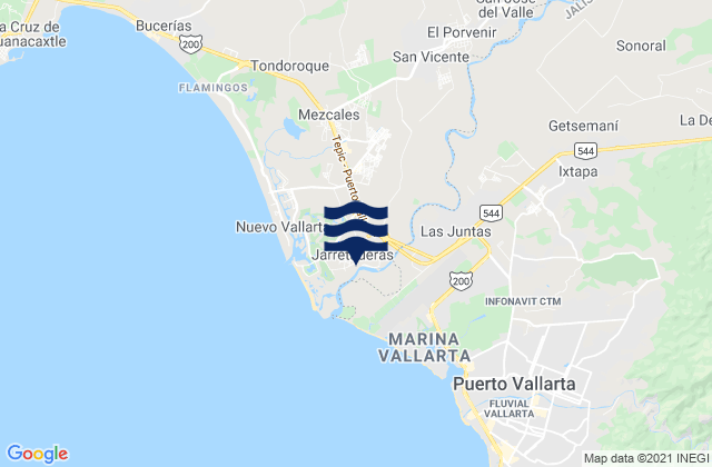 Las Jarretaderas, Mexicoの潮見表地図