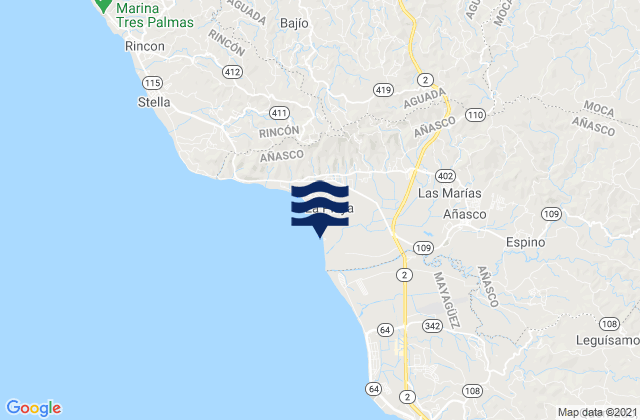 Las Marias, Puerto Ricoの潮見表地図