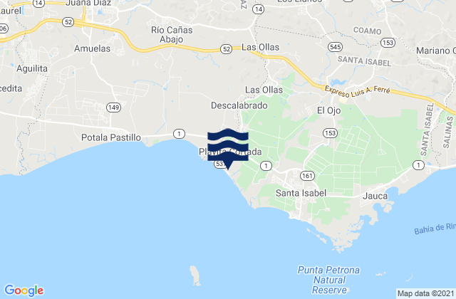 Las Ollas, Puerto Ricoの潮見表地図
