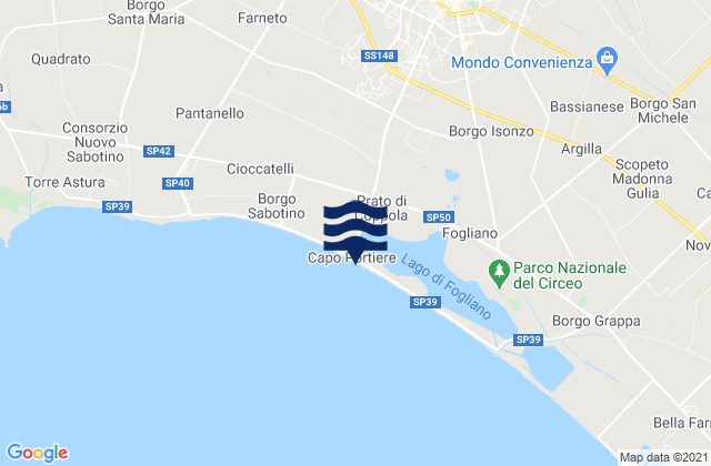 Latina, Italyの潮見表地図