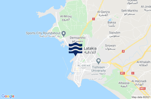 Lattakia, Syriaの潮見表地図