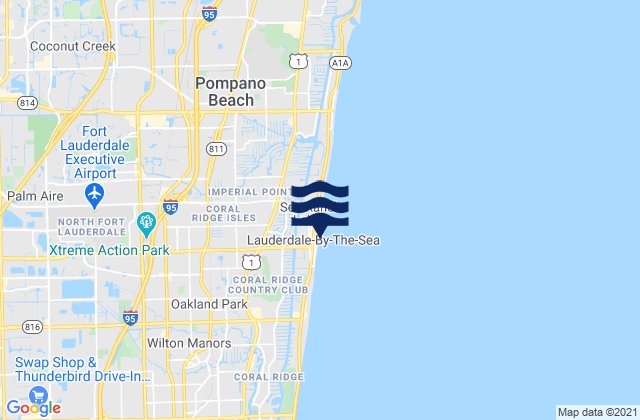 Lauderdale-by-the-Sea, United Statesの潮見表地図