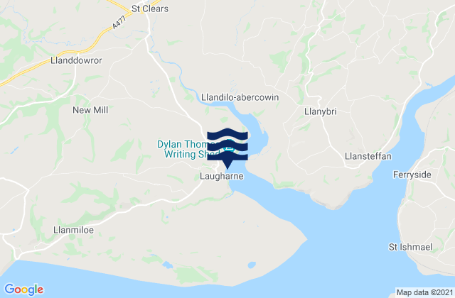 Laugharne Beach, United Kingdomの潮見表地図