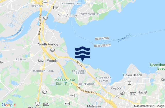 Laurence Harbor Beach, United Statesの潮見表地図