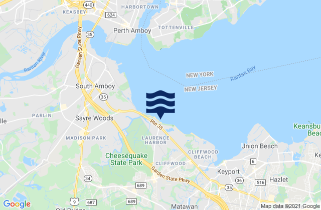 Laurence Harbor, United Statesの潮見表地図