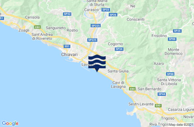 Lavagna, Italyの潮見表地図