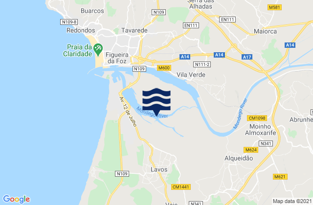 Lavos, Portugalの潮見表地図