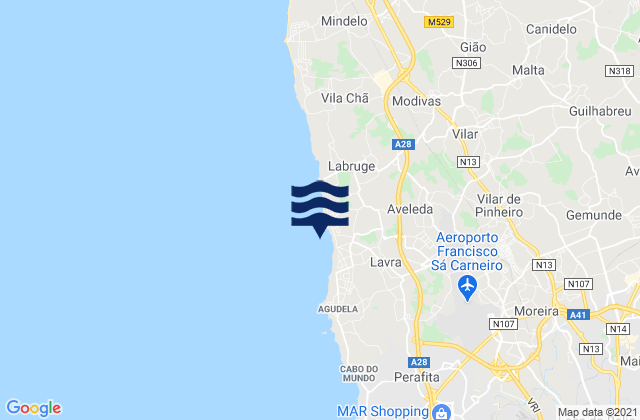Lavra, Portugalの潮見表地図