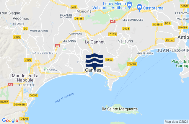 Le Cannet, Franceの潮見表地図