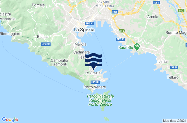 Le Grazie, Italyの潮見表地図