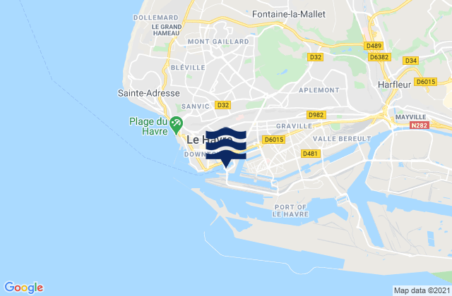 Le Havre, Franceの潮見表地図