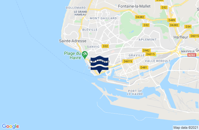 Le Havre, Franceの潮見表地図