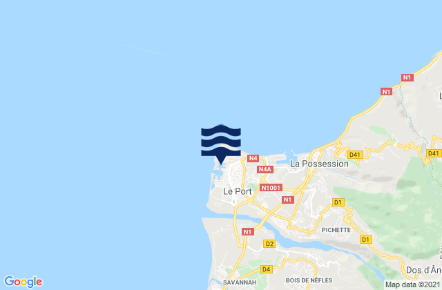 Le Port, Reunionの潮見表地図