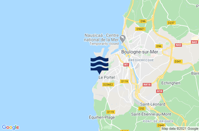 Le Portel, Franceの潮見表地図