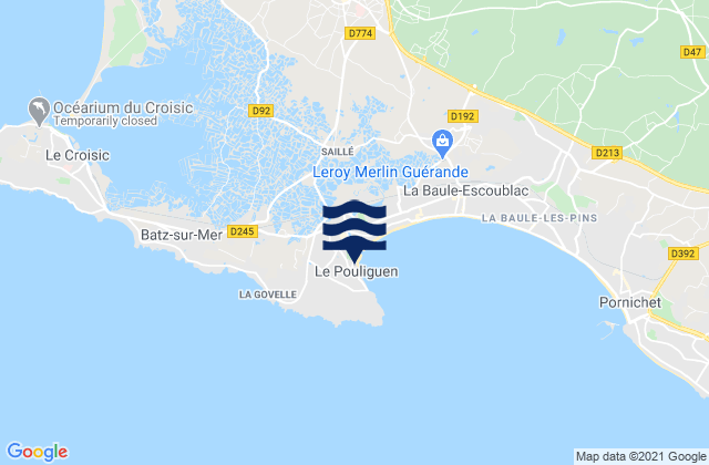 Le Pouliguen, Franceの潮見表地図