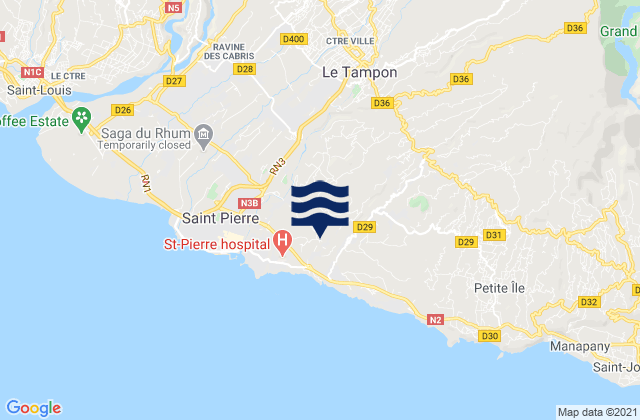 Le Tampon, Reunionの潮見表地図