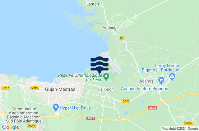 Le Teich, Franceの潮見表地図