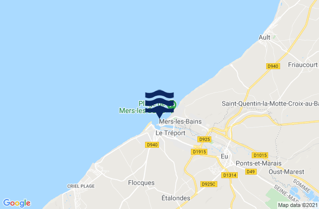 Le Tréport, Franceの潮見表地図