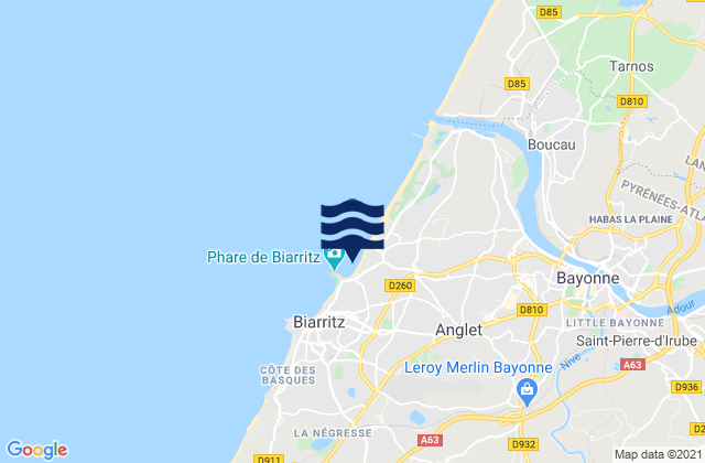 Le VVF, Franceの潮見表地図