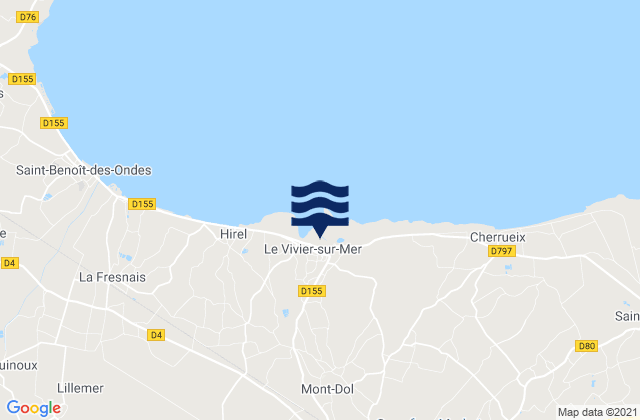 Le Vivier-sur-Mer, Franceの潮見表地図