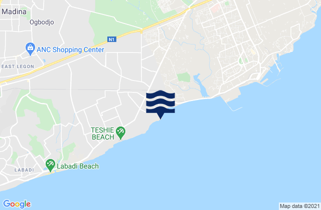 Ledzekuku-Krowor, Ghanaの潮見表地図