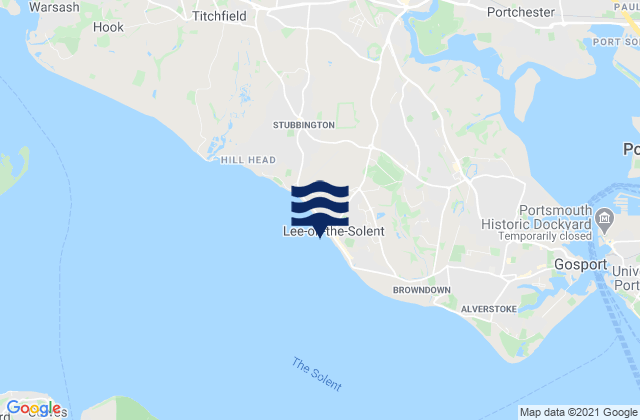 Lee-on-Solent Beach, United Kingdomの潮見表地図