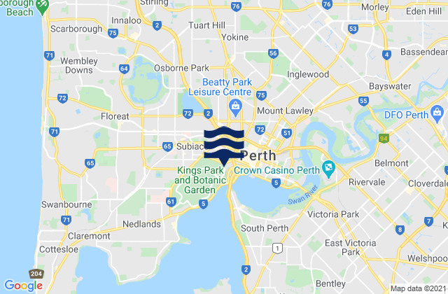 Leederville, Australiaの潮見表地図
