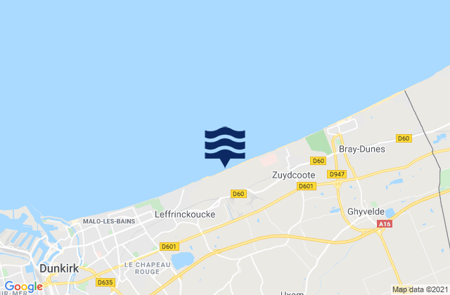 Leffrinckoucke, Franceの潮見表地図