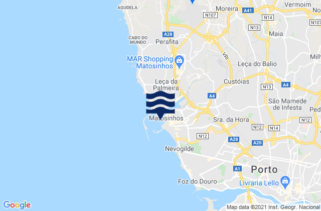 Leixoes, Portugalの潮見表地図