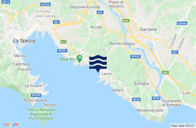 Lerici, Italyの潮見表地図