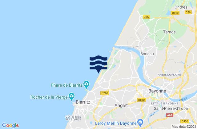 Les Corsaires, Franceの潮見表地図