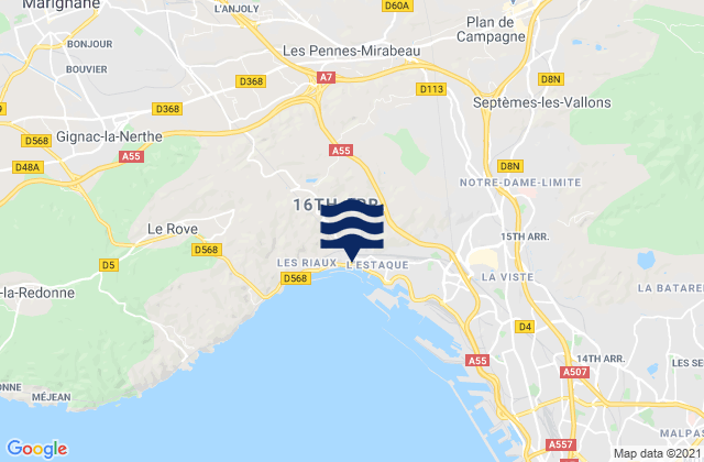 Les Pennes-Mirabeau, Franceの潮見表地図