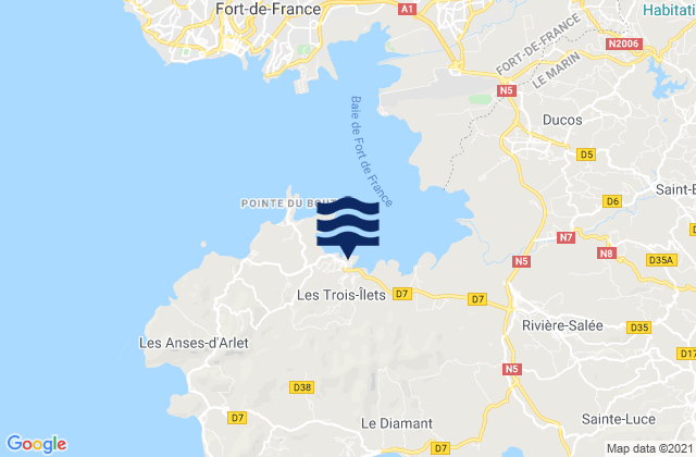 Les Trois-Îlets, Martiniqueの潮見表地図